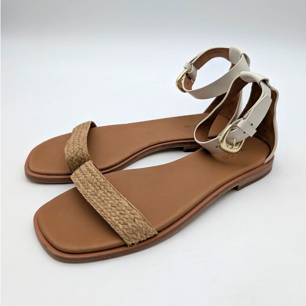 Vince Martina Ankle Strap Sandals Open Toe Women's Milk/White Size US7M EU37